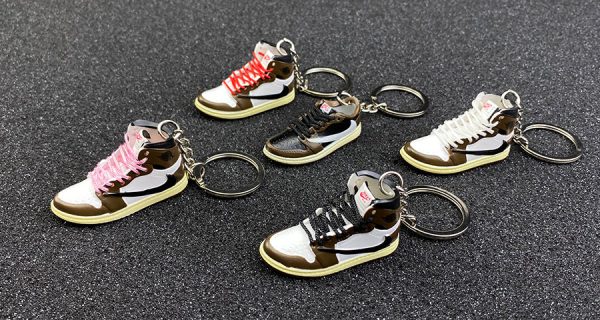 3D sneaker keychain wholesale mini shoe Air Jordan 1 x Travis Scott Cactus Jack