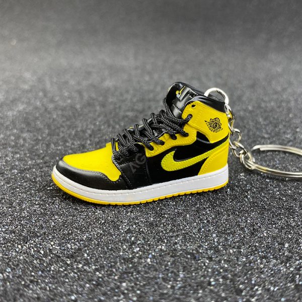 3D sneaker keychain wholesale mini shoe Air Jordan 1 Black and Yellow New Love