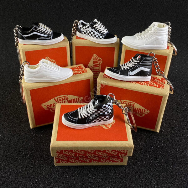 Vans Sk8-Hi DSM Checkerboard Black White 3d mini sneaker keychains