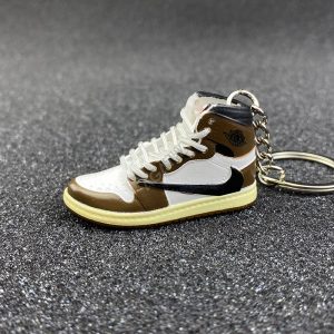 3D sneaker keychain wholesale mini shoe Air Jordan 1 x Travis Scott Cactus Jack White Shoelace