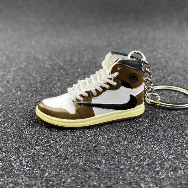 3D sneaker keychain wholesale mini shoe Air Jordan 1 x Travis Scott Cactus Jack White Shoelace