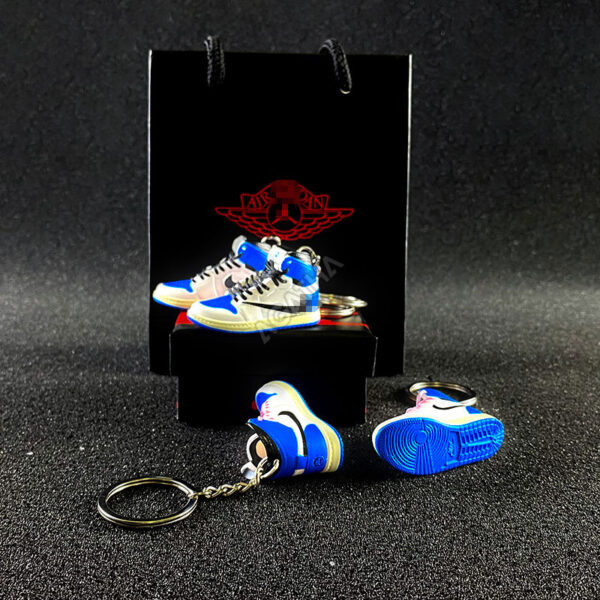 3D sneaker keychain wholesale mini shoe Jordan 1 High OG SP fragment design x Travis Scott Black Shoelace