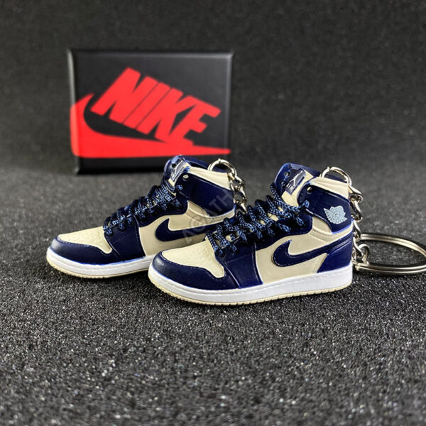 Jordan 1 Retro Premium Midnight Navy Light Cream 3d mini sneaker keychains