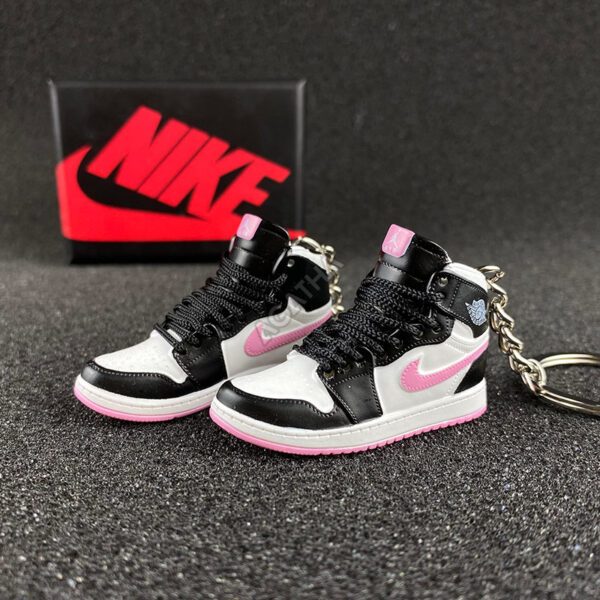 Jordan 1 Mid White Black Light Arctic Pink 3d mini sneaker keychains