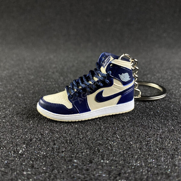 Jordan 1 Retro Premium Midnight Navy Light Cream 3d mini sneaker keychains