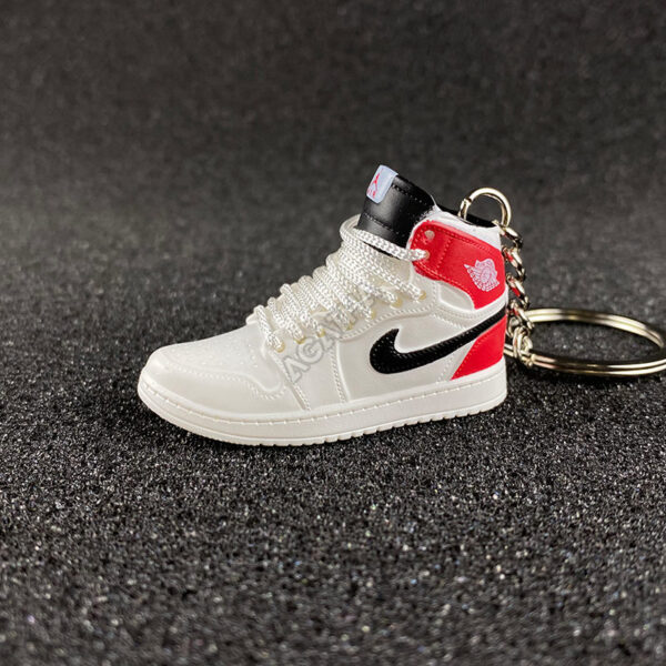 Jordan 1 Mid White Black Gym Red sneaker keychains