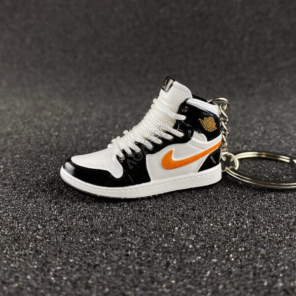 Jordan 1 Mid Patent Black White Gold 3d mini sneaker keychains