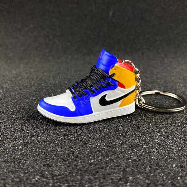 3D sneaker keychain wholesale mini shoe Jordan 1 White Navy Yellow 3D mini sneaker keychains