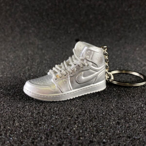 3D sneaker keychain wholesale mini shoe Jordan 1 Anodized Silver